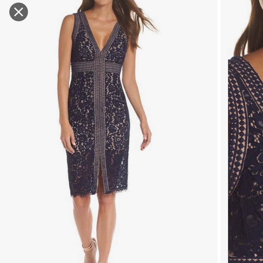 Bardot morgan lace vneck dress